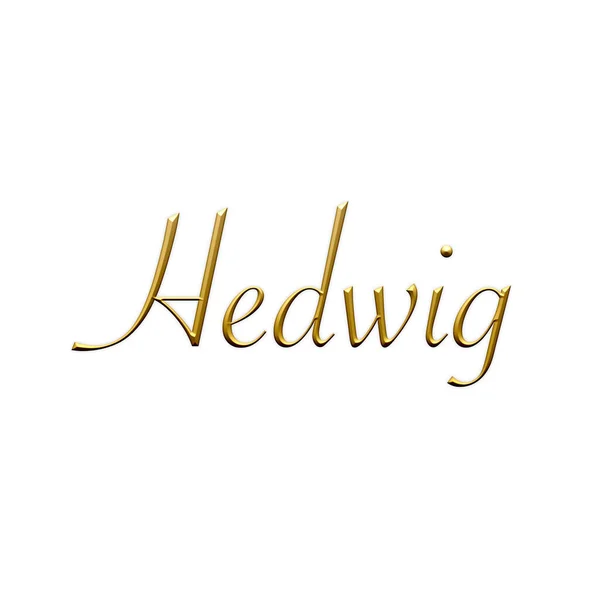 Hedwig Kadın Ismi Beyaz Arka Planda Altın Simge Dekoratif Yazı — Stok fotoğraf