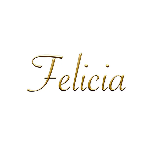 Felicia Vrouwelijke Naam Goud Icoon Witte Achtergrond Decoratief Lettertype Model — Stockfoto