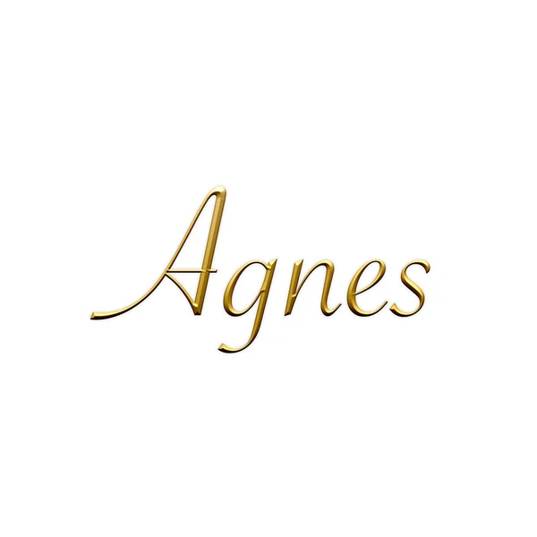 Agnes Nome Feminino Ícone Dourado Sobre Fundo Branco Fonte Decorativa — Fotografia de Stock