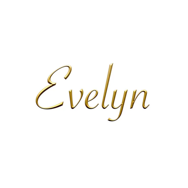 Evelyn Vrouwelijke Naam Goud Icoon Witte Achtergrond Decoratief Lettertype Model — Stockfoto