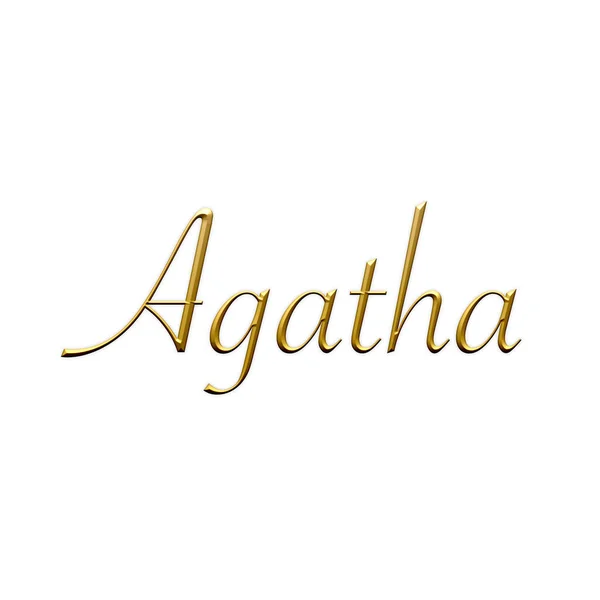 Agatha Female Name Gold Icon White Background Decorative Font Template — Stock Photo, Image