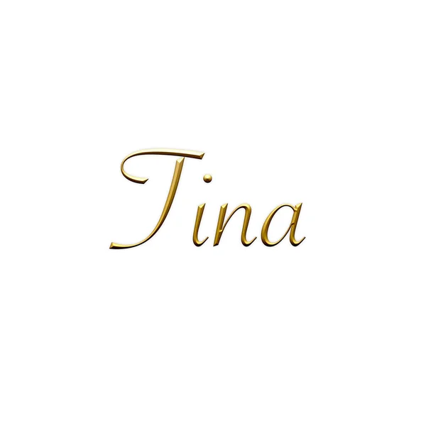 Tina Nombre Femenino Icono Oro Sobre Fondo Blanco Fuente Decorativa —  Fotos de Stock