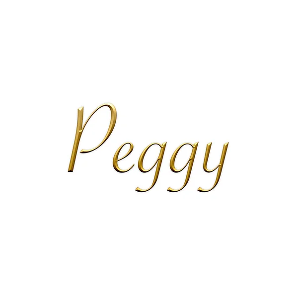 Peggy Female Name Gold Icon White Background Decorative Font Template — Stock Photo, Image
