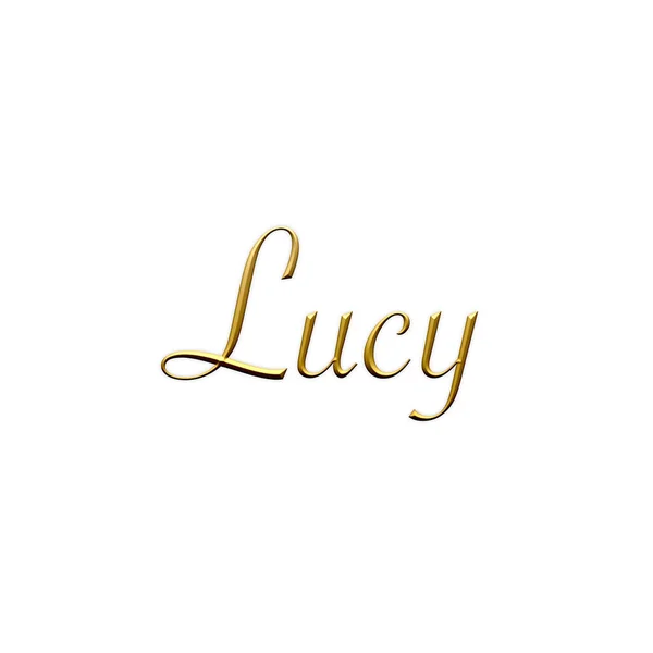 Lucy Nome Feminino Ícone Dourado Sobre Fundo Branco Fonte Decorativa — Fotografia de Stock