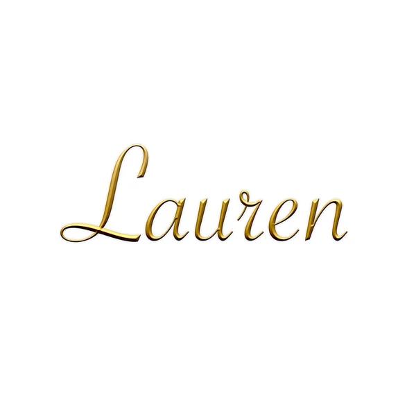 Lauren Female Name Gold Icon White Background Decorative Font Template — Stock Photo, Image