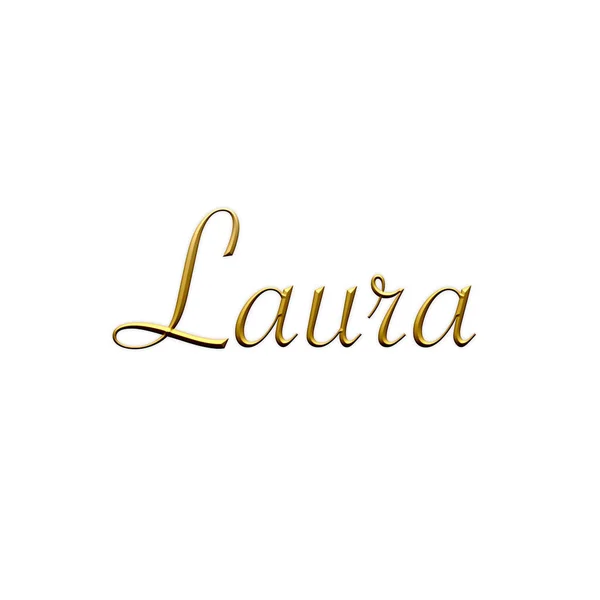 Laura Vrouwelijke Naam Goud Icoon Witte Achtergrond Decoratief Lettertype Model — Stockfoto