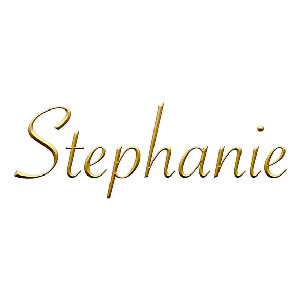 Stephanie Nome Feminino Ícone Dourado Sobre Fundo Branco Fonte Decorativa — Fotografia de Stock