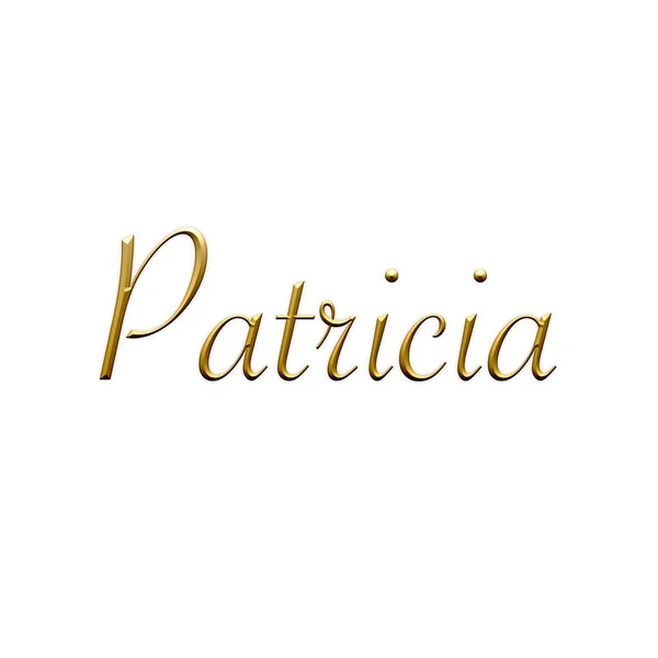 Patricia Kadın Ismi Beyaz Arka Planda Altın Simge Dekoratif Yazı — Stok fotoğraf