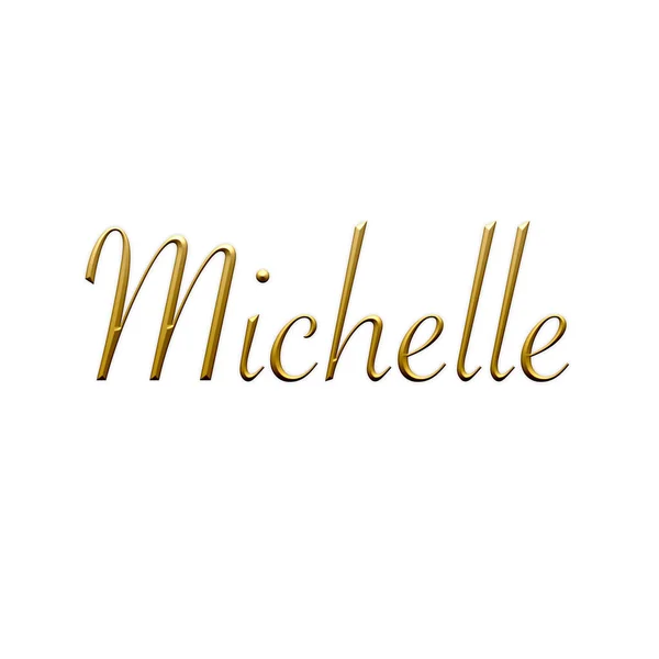 Michelle Female Name Gold Icon White Background Decorative Font Template — Stock Photo, Image