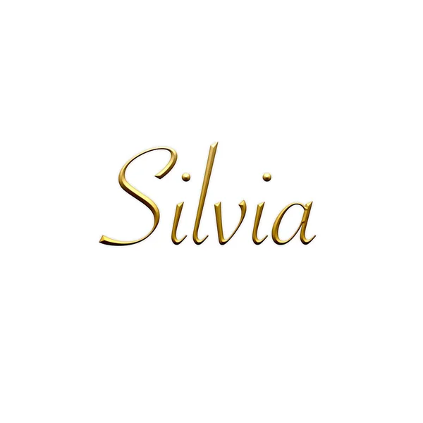 Silvia Nome Feminino Ícone Dourado Sobre Fundo Branco Fonte Decorativa — Fotografia de Stock