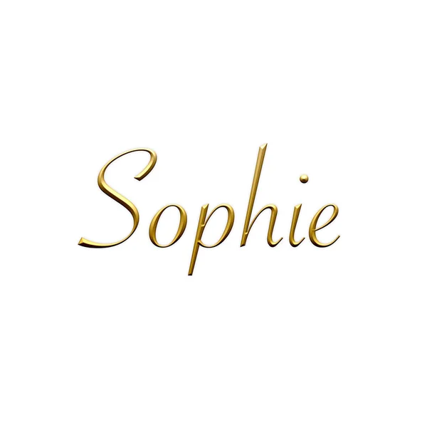 Sophie Female Name Gold Icon White Background Decorative Font Template — Stock Photo, Image