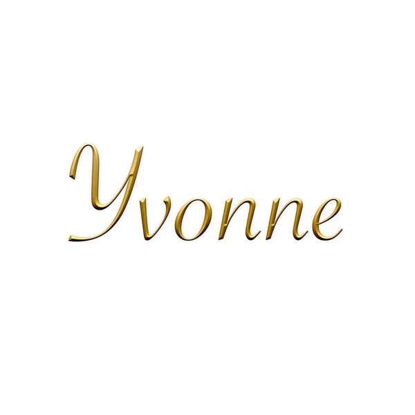 Yvonne Nome Feminino Ícone Dourado Sobre Fundo Branco Fonte Decorativa — Fotografia de Stock