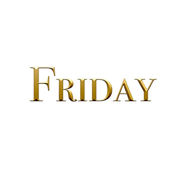 Cuma Haftanın Günü Beyaz Arka Planda Altın Simgesi Şablon Logo — Stok fotoğraf