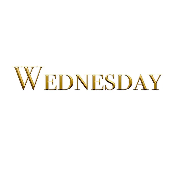 Çarşamba Haftanın Günü Beyaz Arka Planda Altın Simgesi Şablon Logo — Stok fotoğraf