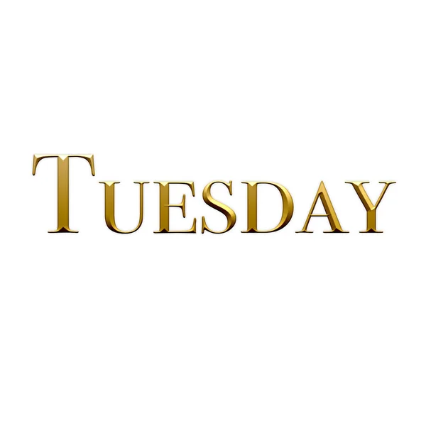 Salı Haftanın Günü Beyaz Arka Planda Altın Simgesi Şablon Logo — Stok fotoğraf
