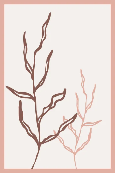 Ботаническое Настенное Искусство Линейный Рисунок Абстрактной Формы Абстрактный Рисунок Настенных — стоковое фото
