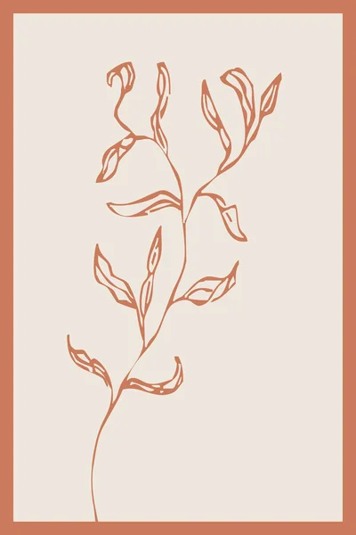 Ботанічне Настінне Мистецтво Лінійний Художній Малюнок Абстрактною Формою Абстрактний Візерунок — стокове фото