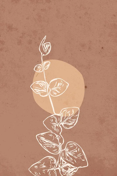 Botanikus Falművészet Növények Vonalművészete Absztrakt Formájú Rajz Absztrakt Design Keretezett — Stock Fotó