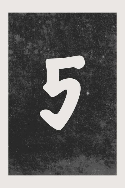暗い背景の数字5 ミニマリスト ミッドセンチュリーアートプリント ヴィンテージ — ストック写真