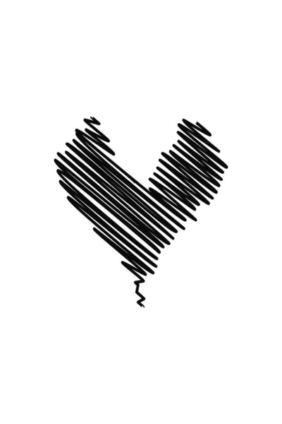 Tisknutelné Minimalistické Ilustrace Černobílá Grafika Šťastný Valentýn Přání Design Srdce — Stock fotografie