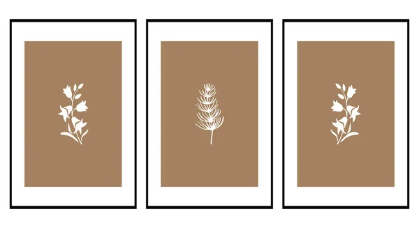 Βοτανική Τέχνη Τοίχου Γραμμική Τέχνη Των Φυτών Σχέδιο Αφηρημένο Σχήμα — Διανυσματικό Αρχείο