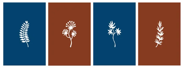 Botanikus Fali Műalkotás Növények Vonalművészete Absztrakt Formájú Rajz Kivonat Virágos — Stock Vector