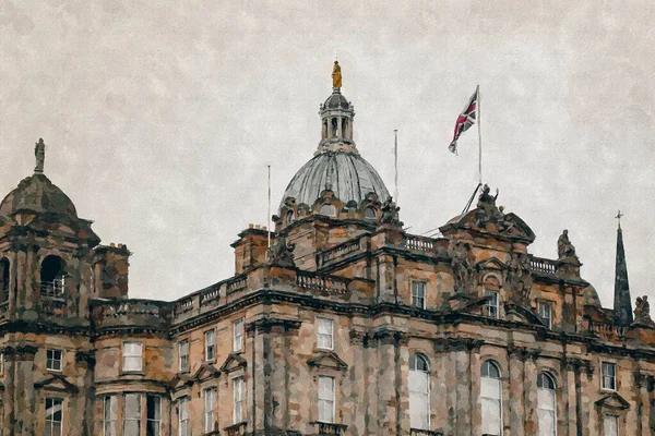 Edimburgo Escocia Inglaterra Pintura Óleo Sobre Lienzo Arquitectura Ciudad Diseño — Foto de Stock