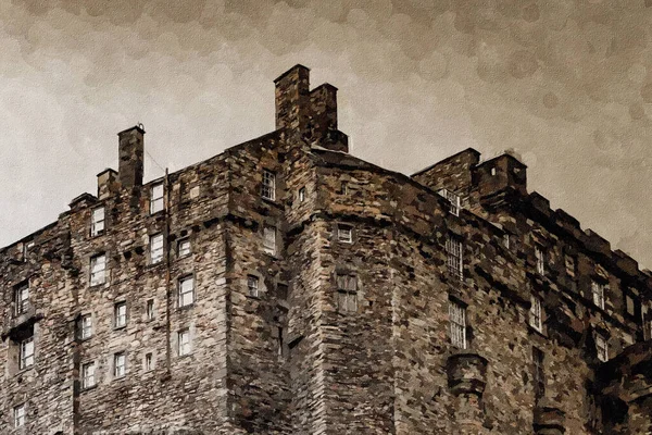 Единбург Шотландія Англія Олійний Живопис Полотні Архітектура Міста Дизайн Листівки — стокове фото