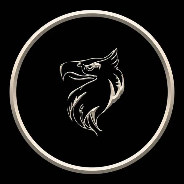 Srebrna Ikona Czarnym Tle Projekt Logo Stronę Internetową Orzeł — Zdjęcie stockowe