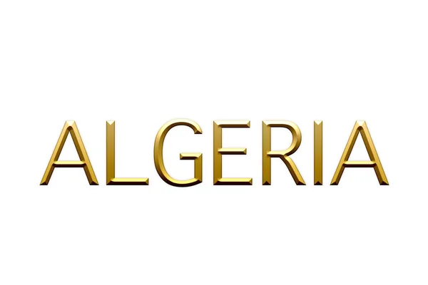Algieria Złote Litery Symbol Białym Tle Ilustracja — Zdjęcie stockowe