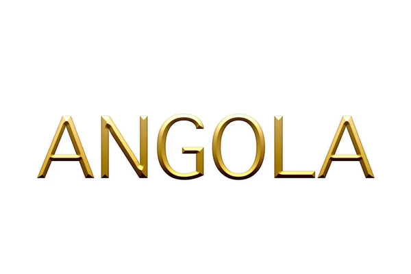 Angola Letras Douradas Símbolo Sobre Fundo Branco Ilustração — Fotografia de Stock
