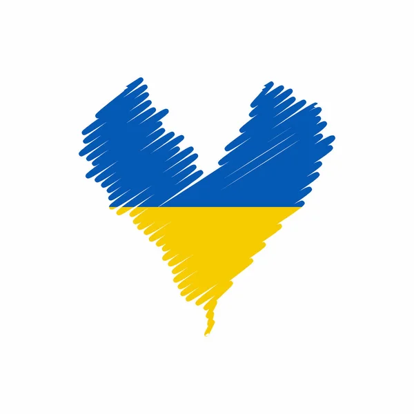 Vektör Çizimi Beyaz Arka Planda Ukrayna Nın Renklerinde Kalp — Stok Vektör