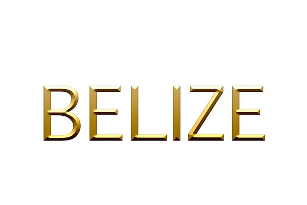 Belize Letras Douradas Símbolo Fundo Branco Ilustração — Fotografia de Stock