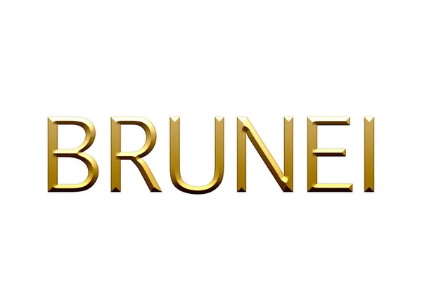 Brunei Letras Douradas Símbolo Sobre Fundo Branco Ilustração — Fotografia de Stock