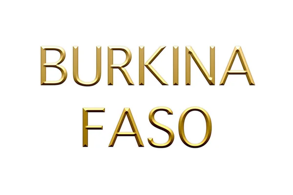 Burkina Faso Letras Douradas Símbolo Sobre Fundo Branco Ilustração — Fotografia de Stock