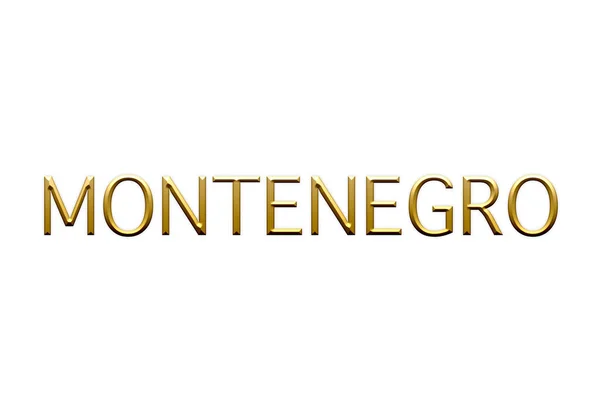 Montenegro Goldene Buchstaben Symbol Auf Weißem Hintergrund Illustration — Stockfoto
