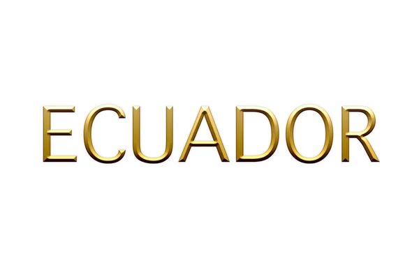 Ecuador Gyllene Bokstäver Symbol Vit Bakgrund Illustration — Stockfoto