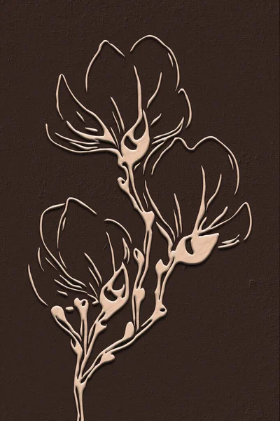 Вертикальная Ботаническая Иллюстрация Модель Обложки Печати Дизайн Интерьера Минималистском Стиле — стоковое фото