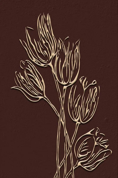 Függőleges Botanikai Illusztráció Minta Borítóhoz Nyomtatáshoz Belső Kialakítás Minimalista Stílusban — Stock Fotó