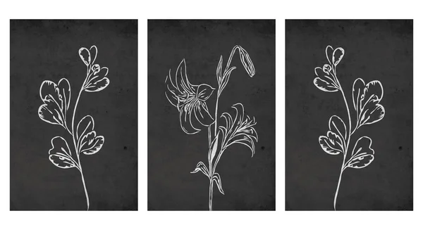 추상적 형태로 그림을 그리는 식물들의 예술입니다 캔버스 포스터 가정용 장식을 — 스톡 벡터
