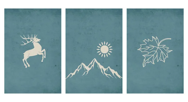 Mountain Illustratie Set Voor Print Minimalistisch Design Muurkunst Home Decor — Stockvector