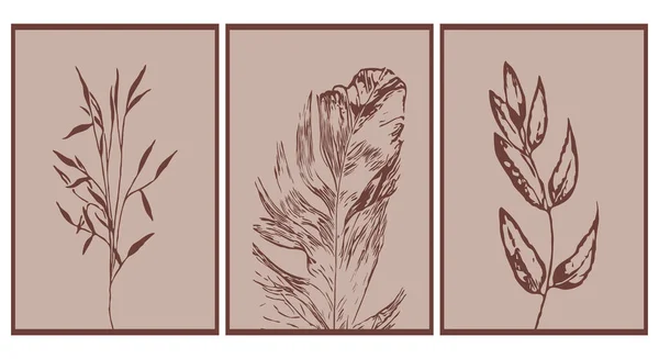 印刷可能なトレンディーな植物カード カバー 壁のアートのための使用 — ストックベクタ