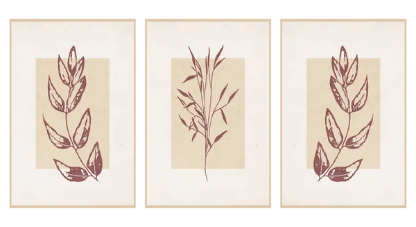 可打印的流行植物学卡片 用于封面 墙面艺术 — 图库矢量图片