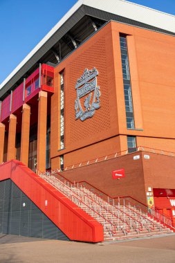 Liverpool, İngiltere - 23 Mart 2022. Liverpool, İngiltere 'deki Anfield Stadyumu manzarası