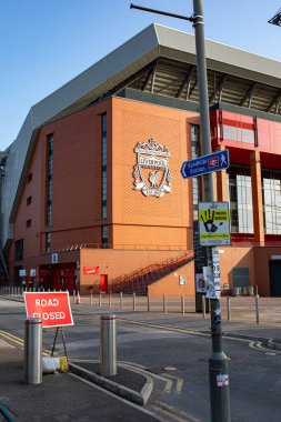 Liverpool, İngiltere - 23 Mart 2022. Liverpool, İngiltere 'deki Anfield Stadyumu manzarası