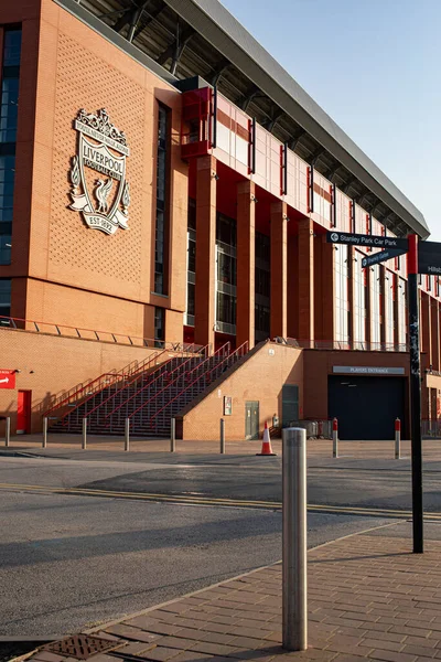 Liverpool England Mars 2022 Utsikt Över Anfield Stadion Liverpool England — Stockfoto