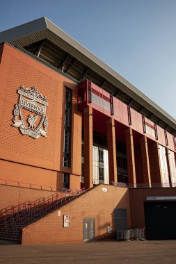 Liverpool, İngiltere - 23 Mart 2022. Liverpool, İngiltere 'deki Anfield Stadyumu manzarası