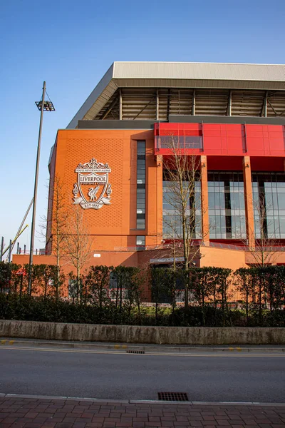 Liverpool Angleterre Mars 2022 Vue Stade Anfield Liverpool Angleterre — Photo