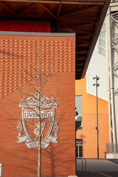 Liverpool England Mars 2022 Utsikt Över Anfield Stadion Liverpool England — Stockfoto