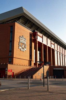 Liverpool, İngiltere - 23 Mart 2022. Liverpool, İngiltere 'deki Anfield Stadyumu manzarası